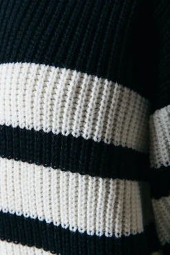Truien*Colourful Rebel Alba Stripe Knit | Black/white