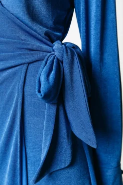 Jurken*Colourful Rebel Dorin Uni Wrap Dress | Vallarta Blue Vallartablue