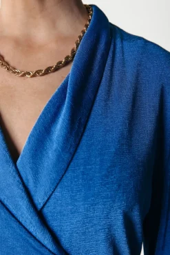Jurken*Colourful Rebel Dorin Uni Wrap Dress | Vallarta Blue Vallartablue