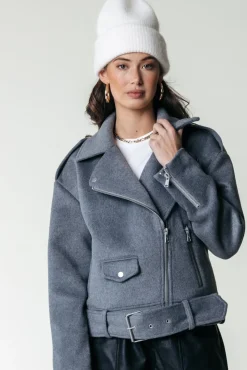 Jassen|Blazers*Colourful Rebel Elea Wool Biker Jacket | Medium grey melange Mediumgreymelange