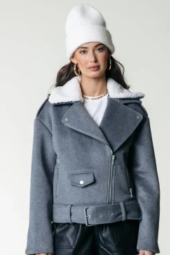 Jassen|Blazers*Colourful Rebel Elea Wool Biker Jacket | Medium grey melange Mediumgreymelange