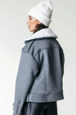 Jassen|Blazers*Colourful Rebel Elea Wool Biker Jacket | Medium grey melange Mediumgreymelange
