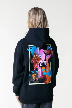 Hoodies*Colourful Rebel Flower Shapes Hoodie | Black
