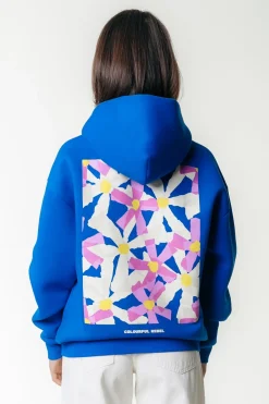 Hoodies*Colourful Rebel Flower Square Hoodie | Blue