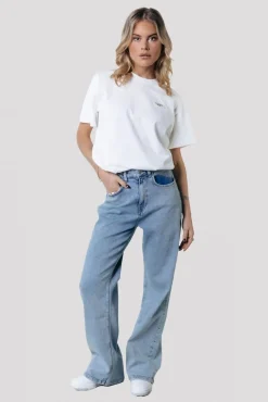 Broeken*Colourful Rebel Gaias High Rise Denim | Light blue denim Lightbluedenim