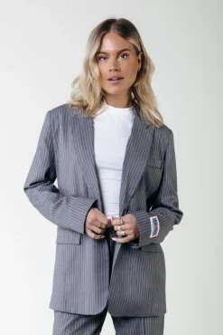 Blazers*Colourful Rebel Jesra Stripe Blazer | Dark grey Darkgrey