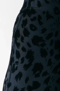 Broeken*Colourful Rebel Leopard Flock Mesh Flare Pants | Black