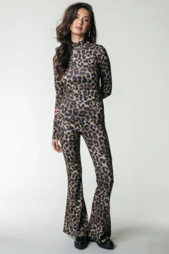 Broeken*Colourful Rebel Leopard Peached Flare | Warm Brown Warmbrown