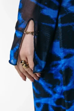 Jurken*Colourful Rebel Maude Animal Mesh Dress | Deep blue Deepblue