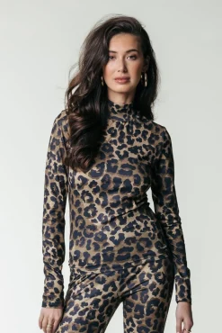 Tops*Colourful Rebel Neyo Leopard Top | Warm Brown Warmbrown