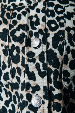 Blouses*Colourful Rebel Olle Leopard Cropped Denim Blouse | Beige