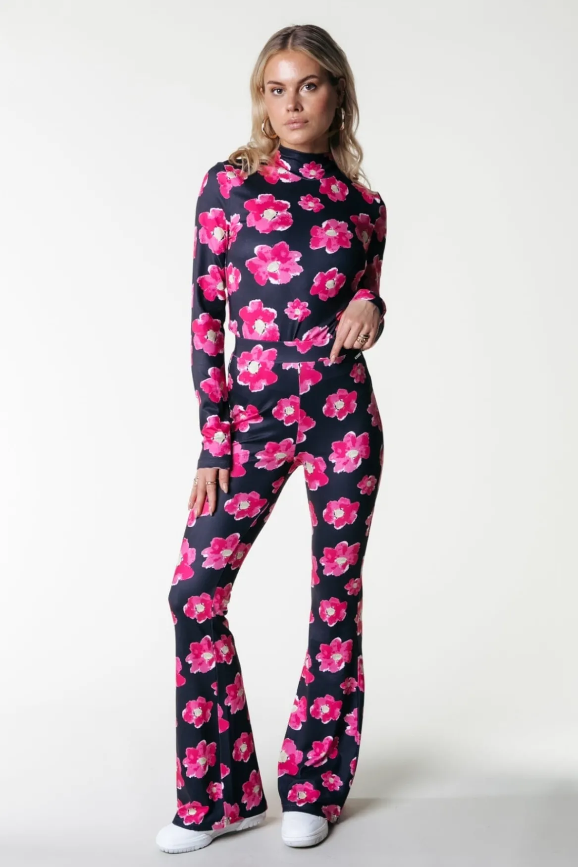 Broeken*Colourful Rebel Poppy Flower Flare | Bright pink Brightpink