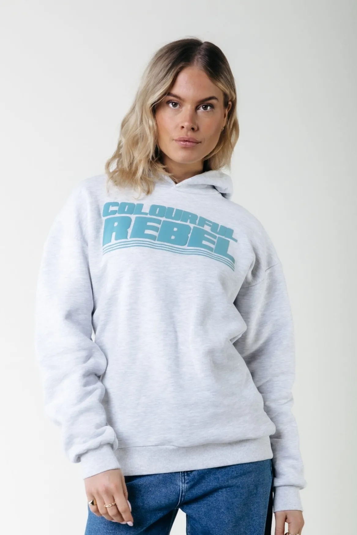 Hoodies*Colourful Rebel Puff Logo Hoodie | Light grey melange Lightgreymelange