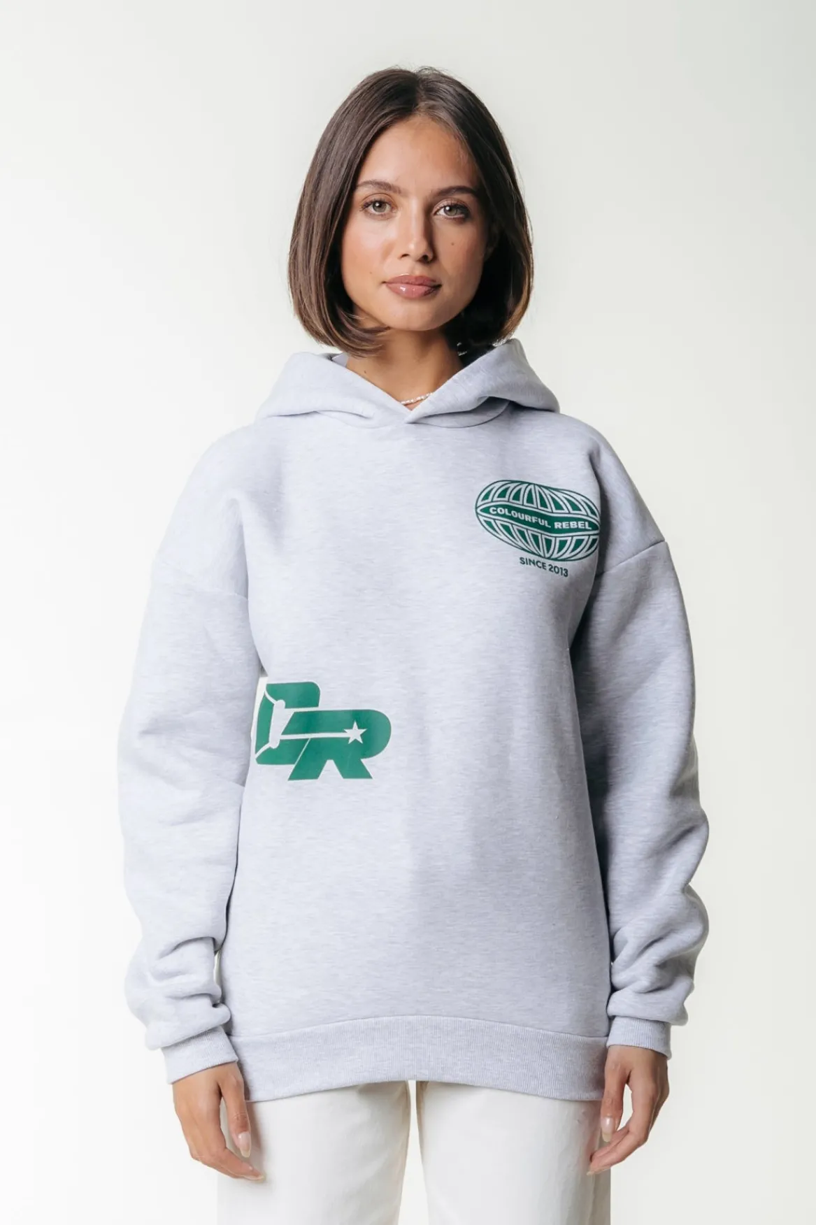 Hoodies*Colourful Rebel Racer Logo Hoodie | Light grey melange Lightgreymelange