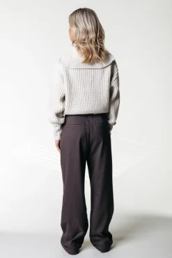 Broeken*Colourful Rebel Rus Straight Pants | Dark brown Darkbrown