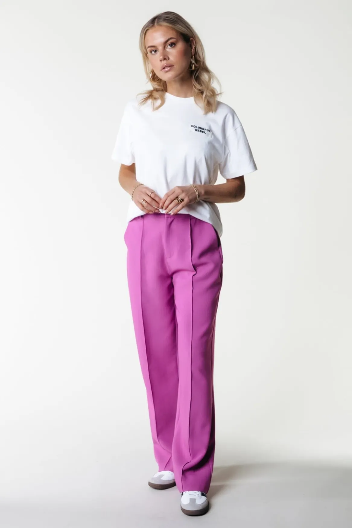 Broeken*Colourful Rebel Rus Straight Pants | Violet Pink Violetpink