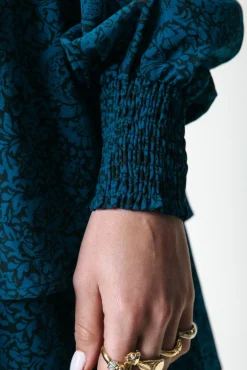 Jurken*Colourful Rebel Sacha Floral Ruffle Dress | Deep Teal Deepteal