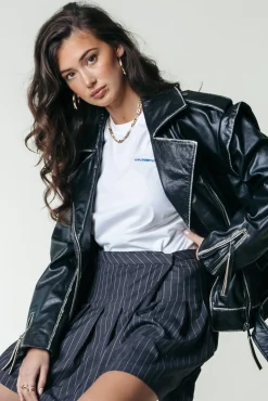 Jassen|Blazers*Colourful Rebel Saige Leather Biker Jacket | Black