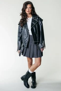 Jassen|Blazers*Colourful Rebel Saige Leather Biker Jacket | Black