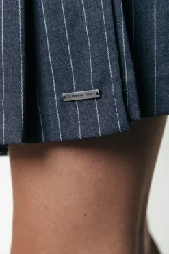 Rokken*Colourful Rebel Shaline Pinstripe Pleated Skirt | Dark Anthracite Darkanthracite