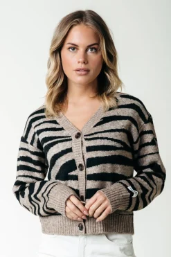 Truien*Colourful Rebel Shara Zebra Knitted Cardigan | Brown