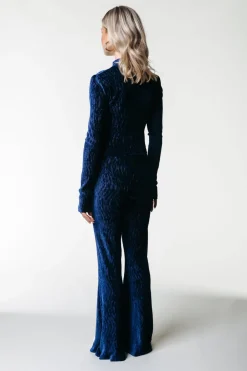 Broeken*Colourful Rebel Structure Velvet Flare | Peacoat Blue Peacoatblue