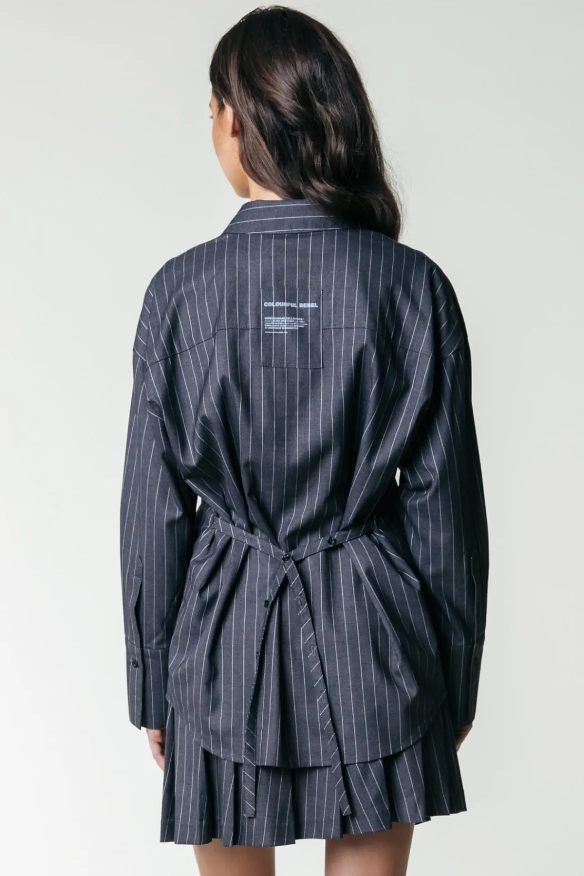 Blouses*Colourful Rebel Talia Pinstripe Blouse | Dark Anthracite Darkanthracite