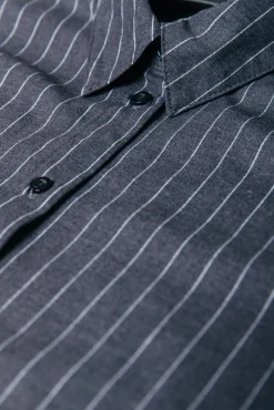 Blouses*Colourful Rebel Talia Pinstripe Blouse | Dark Anthracite Darkanthracite