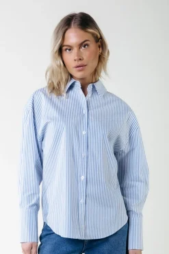 Blouses*Colourful Rebel Talia Stripe Blouse | Blue