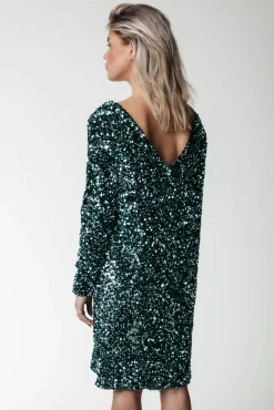Jurken*Colourful Rebel Tina Sequins Dress | Scarab green Scarabgreen