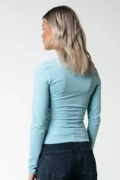T-shirts*Colourful Rebel Uni Fitted Longsleeve T-shirt | Mineral blue Mineralblue