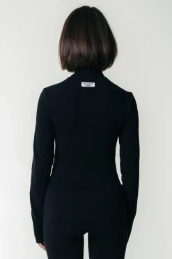 Tops*Colourful Rebel Uni Fitted Turtleneck Top | Black