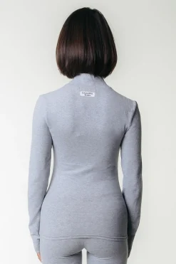 Tops*Colourful Rebel Uni Fitted Turtleneck Top | Medium grey melange Mediumgreymelange