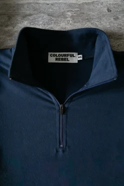 Tops*Colourful Rebel Uni Fitted Zip Top | Peacoat Blue Peacoatblue