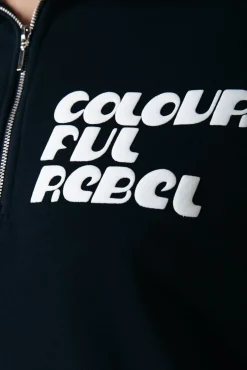Truien*Colourful Rebel Uni Logo Zip Sweat | Black
