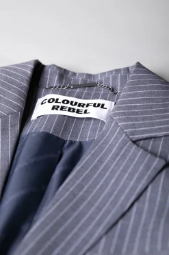 Blazers*Colourful Rebel Winoah Stripe Cropped Blazer | Dark grey Darkgrey