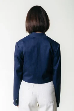 Blazers*Colourful Rebel Winoah Stripe Cropped Blazer | Dark blue Darkblue