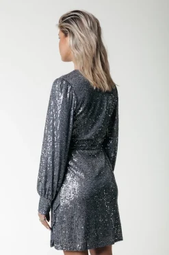 Jurken*Colourful Rebel Xita Sequins Dress | Silver grey Silvergrey